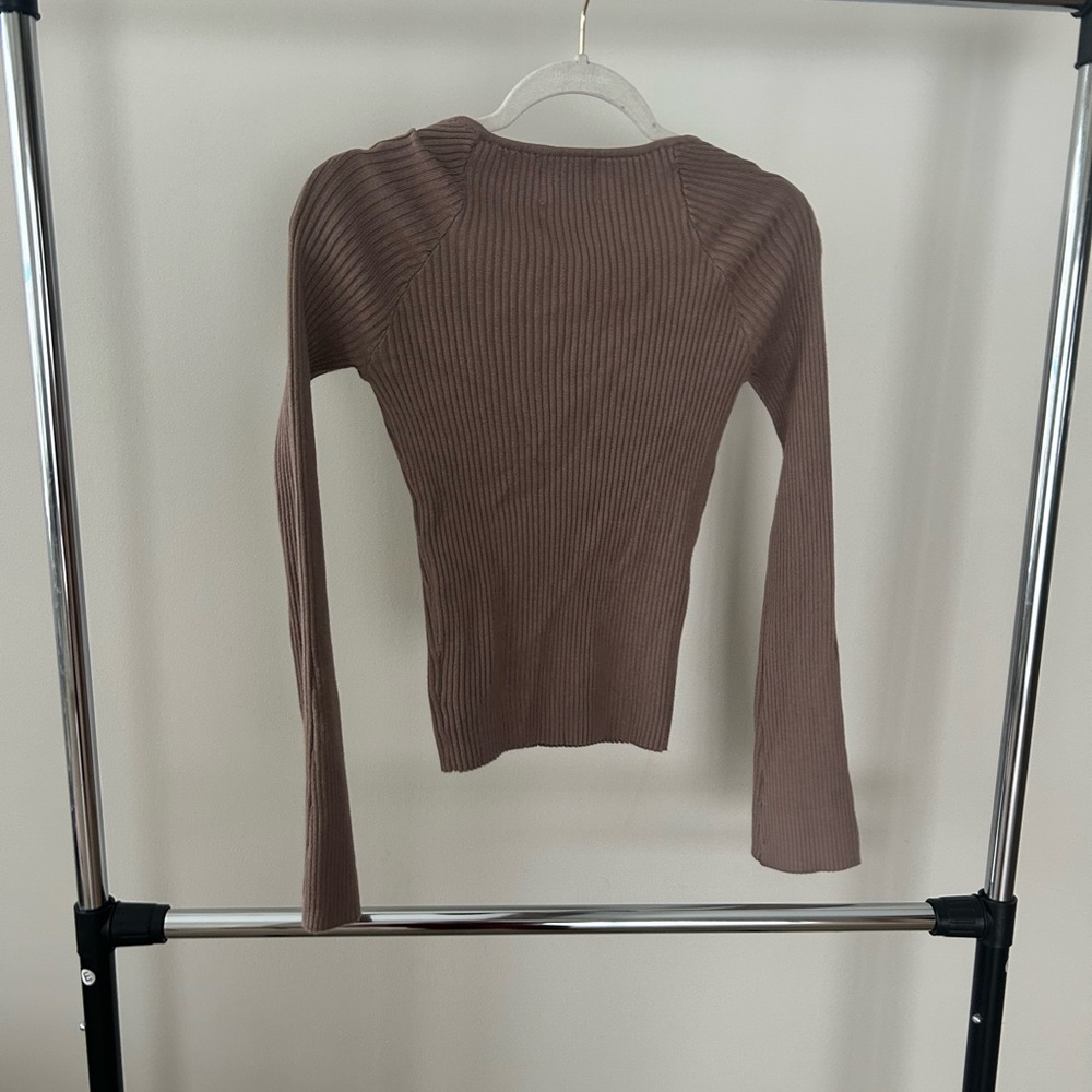(NEW never worn) Pink Rose Taupe Ribbed Knit Top - Picture 2 of 3